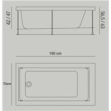Bañera Jazz S encastrada 150x70 cm con...