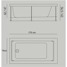 Bañera Jazz S encastrada 170x75 cm con estructura b10