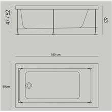 Bañera Jazz L encastrada 180x80 cm con...