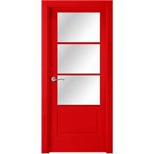 Puerta interior LACADA ROJA vidriera Ocaso-V3