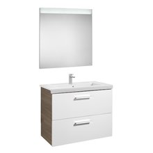 Pack mueble 80cm dos cajones blanco-fresno Prisma Roca