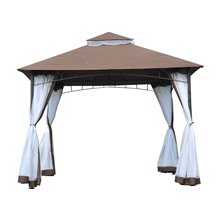 Pérgola 3x3x2,7m café y blanco Outsunny