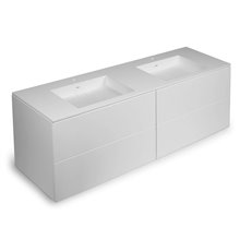 Mueble 4 cajones con lavabo de 2 senos 200cm acabado mate Block COSMIC