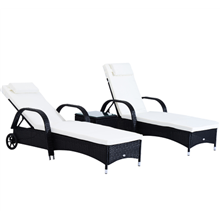 Juego de 2 tumbonas chaise longue y mesa de Outsunny 
