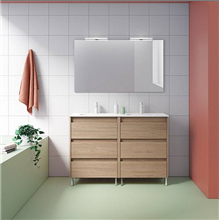 Mueble de baño 6 cajones con lavabo cerámico 2 senos 120cm Sansa Royo