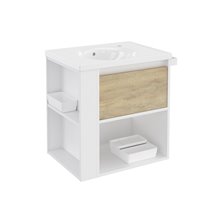 Mueble con lavabo porcelana 60cm Blanco-Roble nature/Blanco B-Smart BATH+