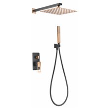 Conjunto de ducha empotrada Negro Oro Rosa Suecia Imex
