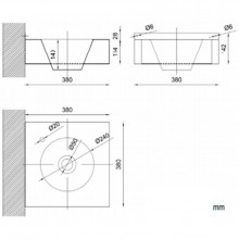 Lavabo mural cuadrado acero 14x38x38 NOFER
