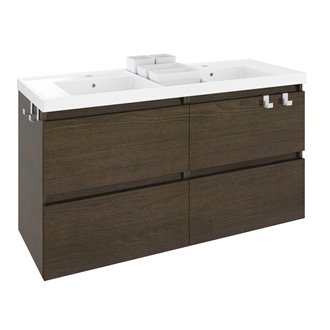 Mueble con lavabo resina 2 senos 120cm Roble chocolate B-Box BATH+