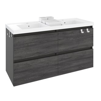 Mueble con lavabo resina 2 senos 120cm Antracita B-Box BATH+