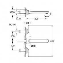 Grifo Batería de lavabo de pared M Grohe Veris