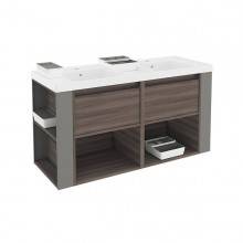 Mueble con lavabos resina 120cm Fresno/Gris B-Smart BATH+