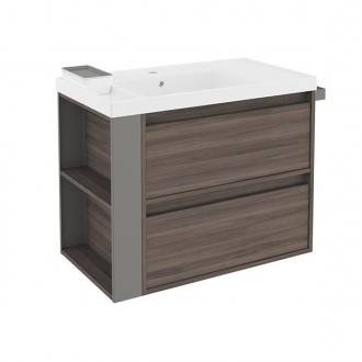 Mueble con lavabo resina 80cm Fresno/Gris 2 cajones B-Smart BATH+