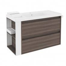 Mueble con lavabo resina 100cm Fresno/Blanco 2 cajones B-Smart BATH+