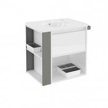 Mueble con lavabo porcelana 60cm Blanco/Gris B-Smart BATH+
