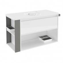 Mueble con lavabo porcelana 100cm Blanco/Gris B-Smart BATH+