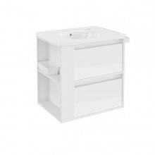 Mueble con lavabo porcelana 60cm Blanco/Blanco 2 cajones B-Smart BATH+