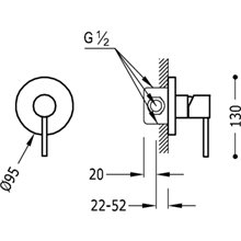 Grifo empotrado de 1 vía TRES STUDY