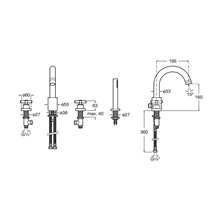 Grifo de bañera-ducha bimando repisa Loft Roca