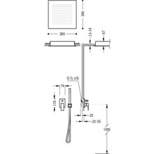 Conjunto de ducha 2 vías Techo CUADRO-TRES
