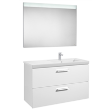 Pack mueble 110cm dos cajones blanco brillo Prisma Roca