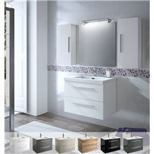 Mueble 81cm Blanco Brillo 2 cajones FUSSION CHROME SALGAR