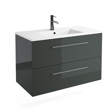 Mueble 91cm Gris Brillo 2 cajones FUSSION CHROME SALGAR