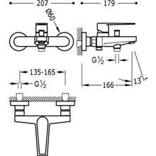 Grifo de bañera-ducha Class-Tres con maneta