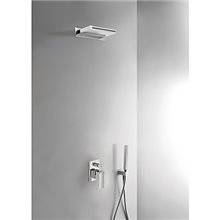 Kit de ducha empotrado CUADRO Tres INOX cascada