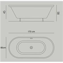Bañera Curve 170x80 cm con estructura b10