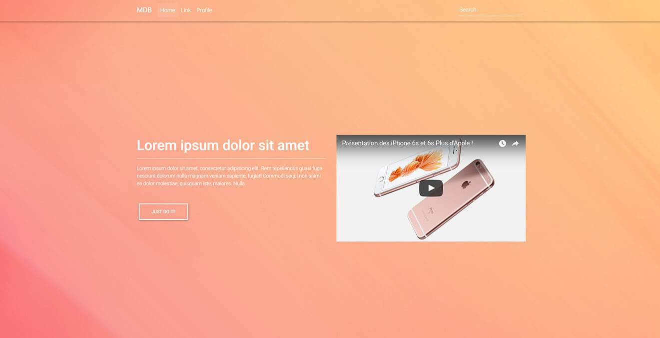 Display of intro page with video