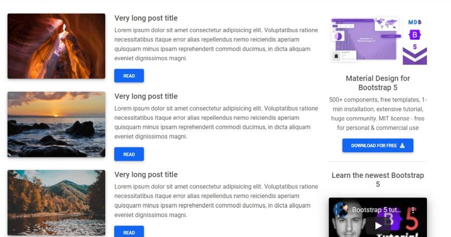 MDB 5 - Bootstrap 5 & Material Design 2.0