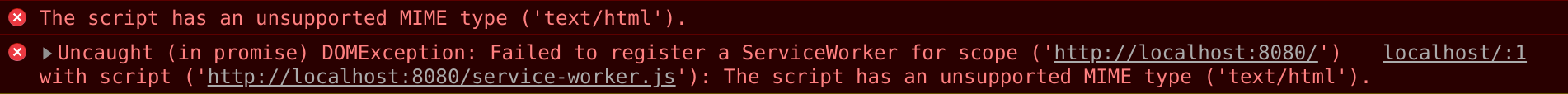 MIME type error