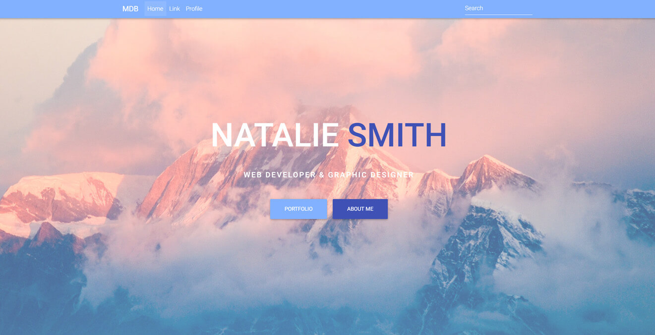 Display of intro page with a minimalistic form