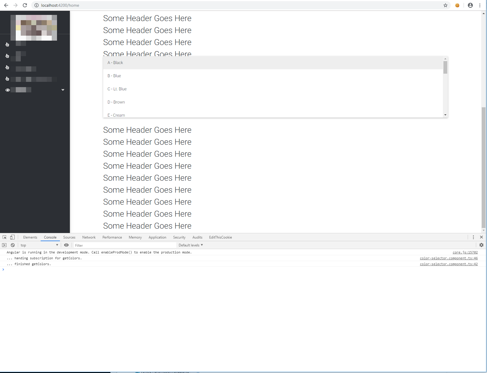 Problem occurring when dev tools open