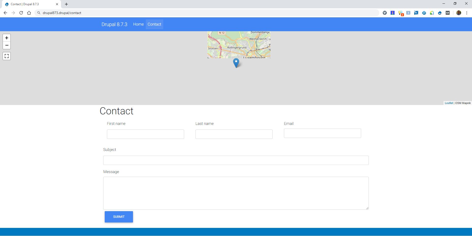 Printscreen of the leaflet map