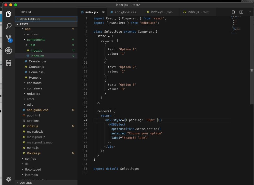 Code which I have used in electron-react-boilerplate