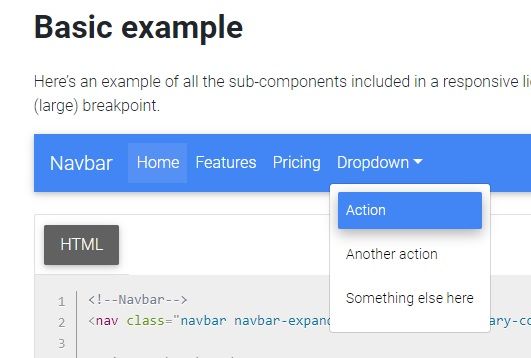 The basic example shows a button behavior on the options from Dropdown when mouse over
