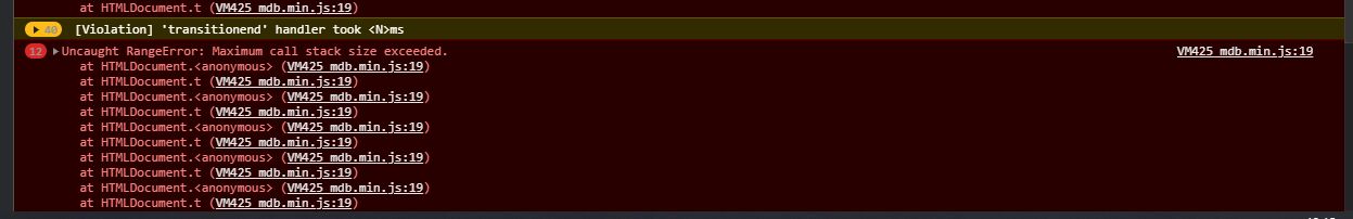 error in console