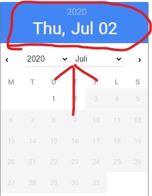 date picker header