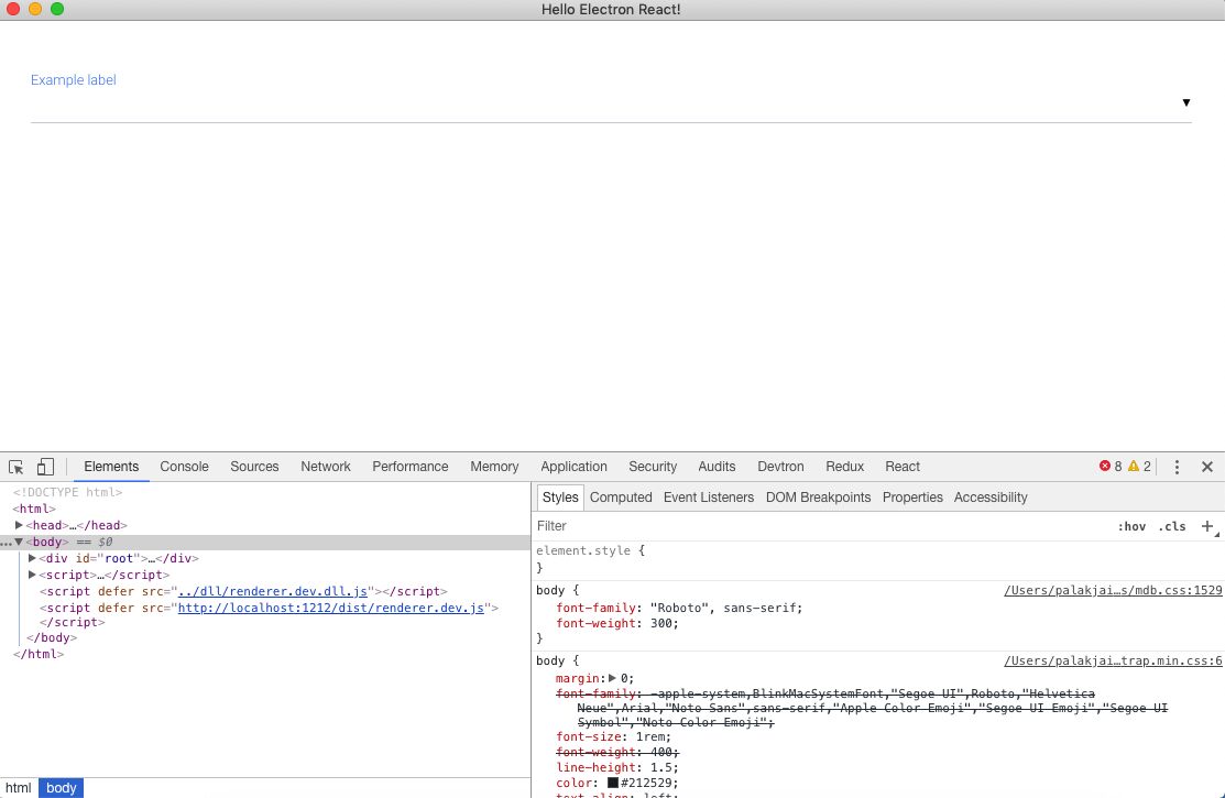 Screenshot to show the demo for select component