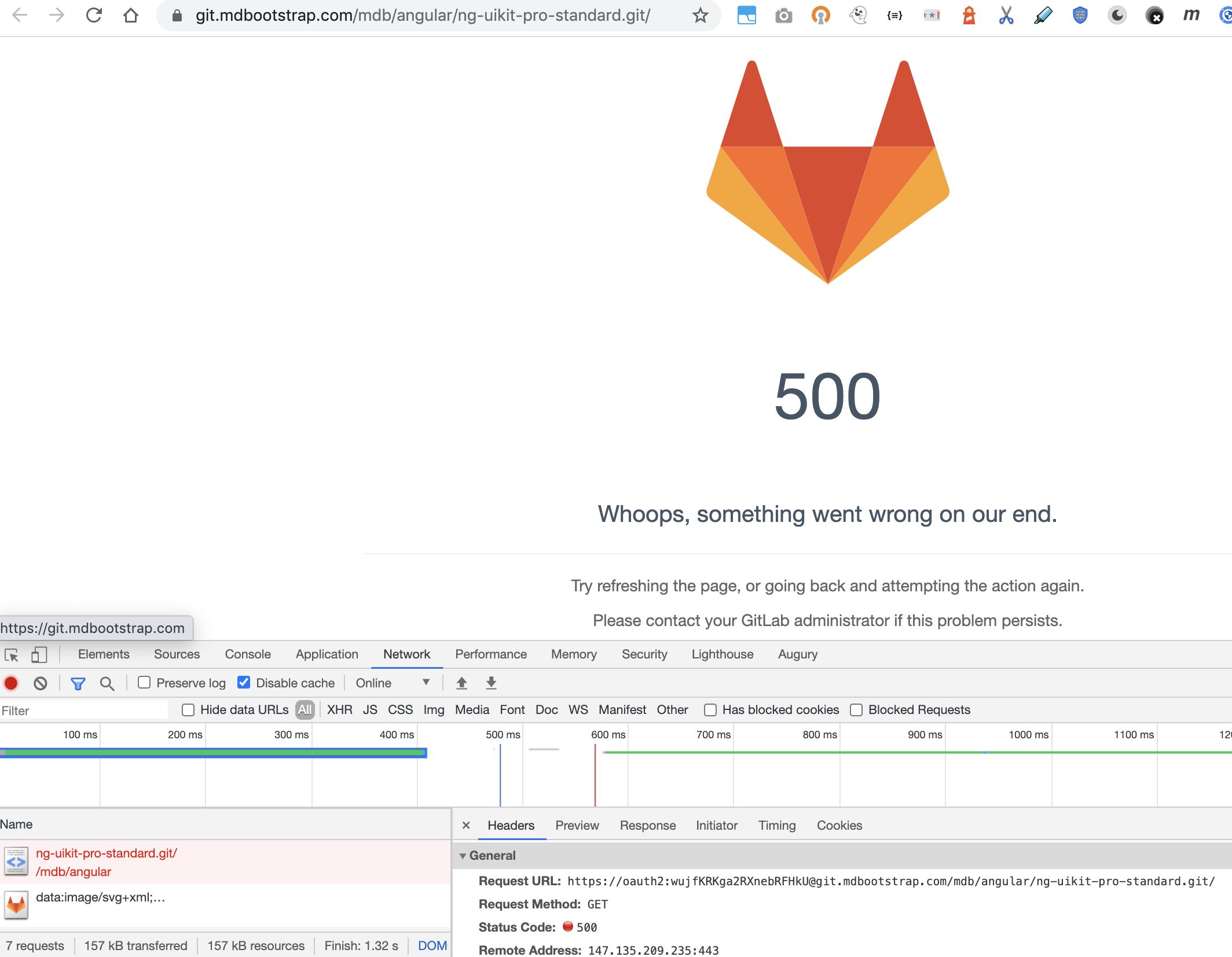 gitlab server having 500 error