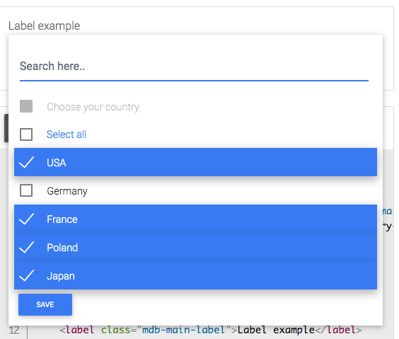 jquery component with save button