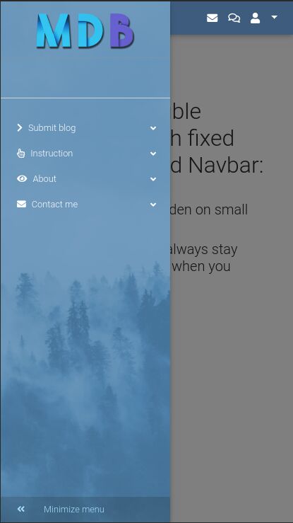 Slim nav menu with button on bottom