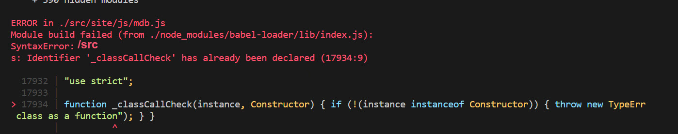 mdb in webpack entry point