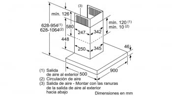 BALAY 3BC998HBC CAMPANA CRISTAL BLANCO 90CM 843M3/H A+ - 6
