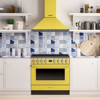 Smeg CPF9GPYW Cocina Portofino Amarilla con Encimera a Gas y Horno Eléctrico Pirolítico A+