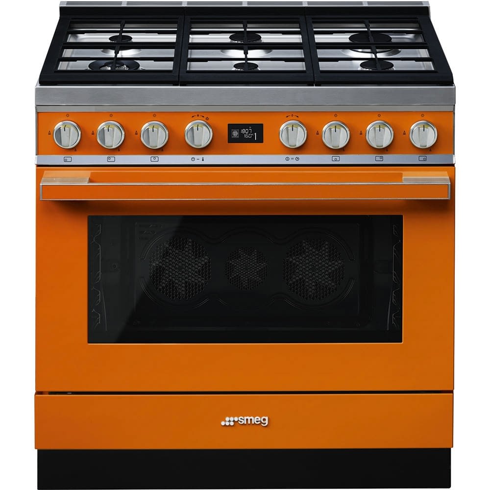Smeg CPF9GPOR Cocina Portofino Naranja con Encimera a Gas y Horno Eléctrico Pirolítico A+ - 