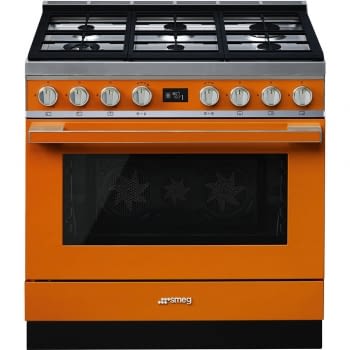 Smeg CPF9GPOR Cocina Portofino Naranja con Encimera a Gas y Horno Eléctrico Pirolítico A+