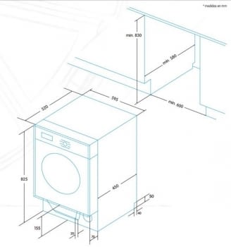 EDESA EWS-1480-I Lavasecadora Integrable 8Kg 1400rpm | Detección de Carga | Programa rápido 60 min | Clase A - 5